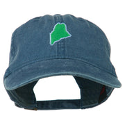 Maine State Map Embroidered Washed Cotton Cap