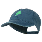 Maine State Map Embroidered Washed Cotton Cap