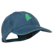 Maine State Map Embroidered Washed Cotton Cap