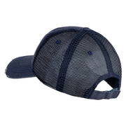 Blue Morpho Butterfly Embroidered Low Profile Special Cotton Mesh Cap - Navy OSFM