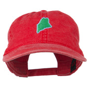 Maine State Map Embroidered Washed Cotton Cap