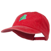 Maine State Map Embroidered Washed Cotton Cap