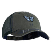 Blue Morpho Butterfly Embroidered Low Profile Special Cotton Mesh Cap - Green OSFM