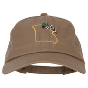 Missouri Hawthorn with Map Embroidered Unstructured Washed Cap