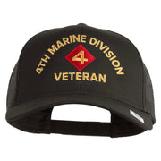 4th Marine Division Veteran Embroidered Solid Cotton Twill Mesh Prostyle Cap - Charcoal OSFM