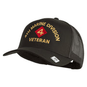 4th Marine Division Veteran Embroidered Solid Cotton Twill Mesh Prostyle Cap - Charcoal OSFM