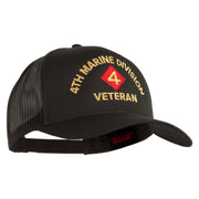 4th Marine Division Veteran Embroidered Solid Cotton Twill Mesh Prostyle Cap - Charcoal OSFM