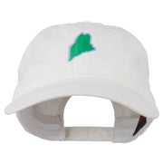 Maine State Map Embroidered Washed Cotton Cap