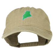 Maine State Map Embroidered Washed Cotton Cap