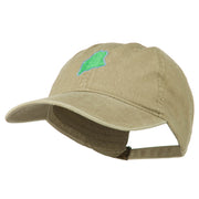 Maine State Map Embroidered Washed Cotton Cap