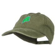 Maine State Map Embroidered Washed Cotton Cap