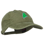 Maine State Map Embroidered Washed Cotton Cap