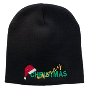 Merry Christmas Santa Hat Embroidered Short Beanie