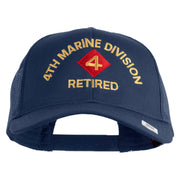 4th Marine Division Retired Embroidered Solid Cotton Twill Mesh Prostyle Cap - Navy OSFM