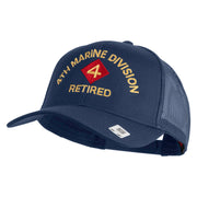 4th Marine Division Retired Embroidered Solid Cotton Twill Mesh Prostyle Cap - Navy OSFM