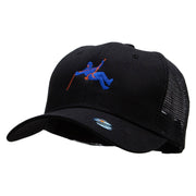 Climbing Man Embroidered Solid Cotton Prostyle Twill Mesh Cap