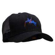 Climbing Man Embroidered Solid Cotton Prostyle Twill Mesh Cap