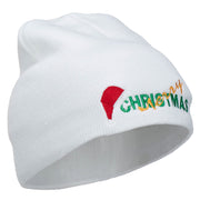 Merry Christmas Santa Hat Embroidered Short Beanie