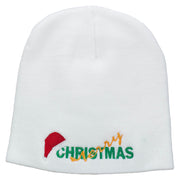 Merry Christmas Santa Hat Embroidered Short Beanie