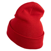 Merry Christmas Mistletoe Embroidered 12 inch Cuffed Knit Long Beanie