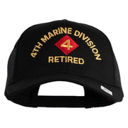 4th Marine Division Retired Embroidered Solid Cotton Twill Mesh Prostyle Cap - Black OSFM
