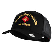 4th Marine Division Retired Embroidered Solid Cotton Twill Mesh Prostyle Cap - Black OSFM