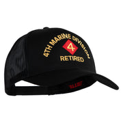 4th Marine Division Retired Embroidered Solid Cotton Twill Mesh Prostyle Cap - Black OSFM