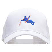 Climbing Man Embroidered Solid Cotton Prostyle Twill Mesh Cap