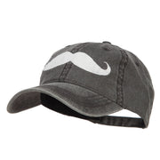 Mustache Embroidered Washed Cap