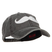 Mustache Embroidered Washed Cap