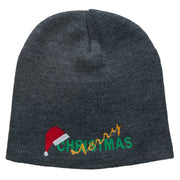 Merry Christmas Santa Hat Embroidered Short Beanie