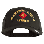 4th Marine Division Retired Embroidered Solid Cotton Twill Mesh Prostyle Cap - Charcoal OSFM