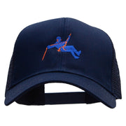 Climbing Man Embroidered Solid Cotton Prostyle Twill Mesh Cap