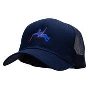 Climbing Man Embroidered Solid Cotton Prostyle Twill Mesh Cap