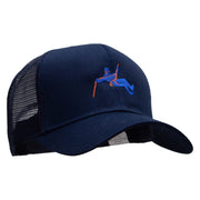 Climbing Man Embroidered Solid Cotton Prostyle Twill Mesh Cap