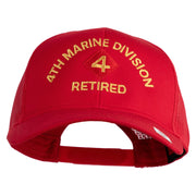 4th Marine Division Retired Embroidered Solid Cotton Twill Mesh Prostyle Cap - Red OSFM