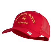 4th Marine Division Retired Embroidered Solid Cotton Twill Mesh Prostyle Cap - Red OSFM