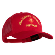 4th Marine Division Retired Embroidered Solid Cotton Twill Mesh Prostyle Cap - Red OSFM