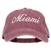 Miami City Embroidered Washed Buckle Cap