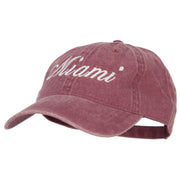 Miami City Embroidered Washed Buckle Cap