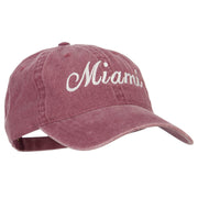 Miami City Embroidered Washed Buckle Cap