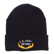 US Army Retired Emblem Embroidered Cuff Beanie