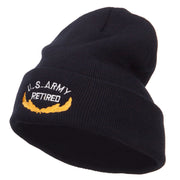 US Army Retired Emblem Embroidered Cuff Beanie