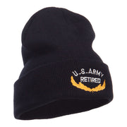 US Army Retired Emblem Embroidered Cuff Beanie