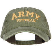 Army Veteran Letters Embroidered Washed Cap