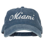 Miami City Embroidered Washed Buckle Cap