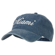 Miami City Embroidered Washed Buckle Cap