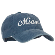 Miami City Embroidered Washed Buckle Cap