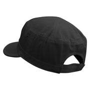 Shooting Star Embroidered Garment Washed Adjustable Army Cap - Black OSFM