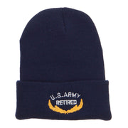 US Army Retired Emblem Embroidered Cuff Beanie